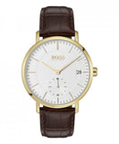 Hugo Boss Corporal White Dial Brown Leather Strap Watch for Men - 1513640