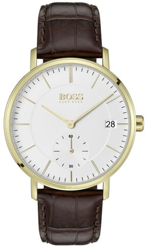 Hugo Boss Corporal White Dial Brown Leather Strap Watch for Men - 1513640