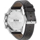 Hugo Boss Aero Chronograph Black Dial Black Leather Strap Watch for Men - 1513770