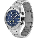 Hugo Boss Vela Chronograph Diver Blue Dial Silver Steel Strap Watch for Men - 1513775