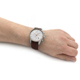 Hugo Boss Skymaster White Dial Brown Leather Strap Watch for Men - 1513786