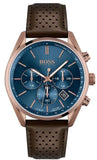 Hugo Boss Champion Blue Dial Brown Leather Strap Watch for Men - 1513817