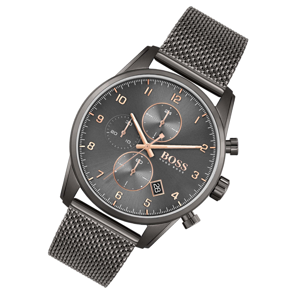 Hugo Boss Mesh Grey Grey Bracelet for Skymaster Men Dial Watch