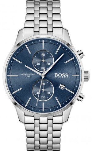 Hugo Boss Jet Blue Dial Silver Steel Strap Watch for Men - 1513384