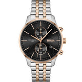 Hugo Boss Associate Chronograph Black Dial Two Tone Steel Strap Watch for Men - 1513840