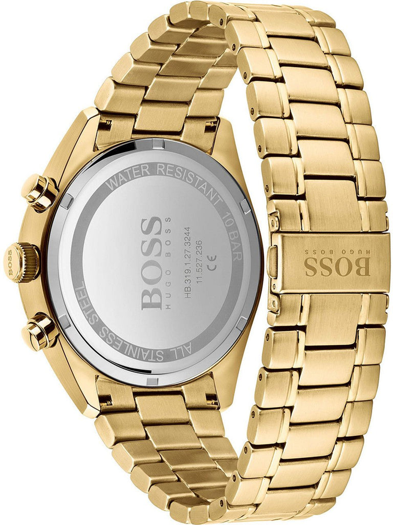 resterende Astrolabe helt bestemt Hugo Boss Champion Black Dial Gold Steel Strap Watch for Men
