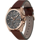 Hugo Boss Grandmaster Grey Dial Brown Leather Strap Watch for Men - 1513882