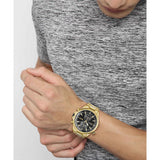 Hugo Boss Globetrotter Chronograph Black Dial Gold Steel Strap Watch for Men - 1513932