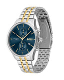 Hugo Boss Associate Blue Dial Two Tone Steel Strap Watch for Men - 1513976