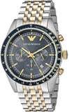 Emporio Armani Tazio Chronograph Blue Dial Gold & Silver Stainless Steel Strap Watch For Men - AR8030