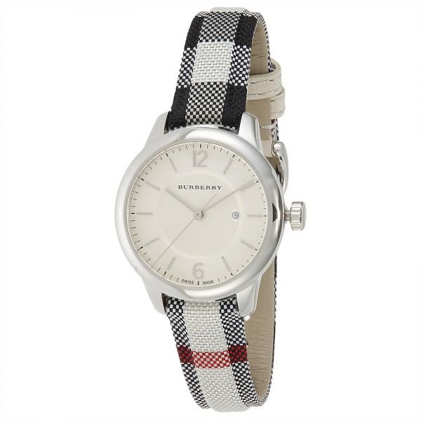 Burberry Classic Stone Silver Dial Horseberry Leather Strap Watch for Women - BU10103