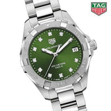 Tag Heuer Aquaracer Quartz 32mm Emerald Green Dial Silver Steel Strap Watch for Women - WBD1316.BA0740