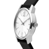 Calvin Klein City Silver Dial Black Leather Strap Watch For Women - K2G231C6