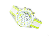 Marc Jacobs Rock Chrono White Dial White & Green Rubber Strap Watch for Women - MBM2592