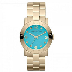 Marc Jacobs Amy Green Dial Gold Stainless Steel Strap Watch for Women - MBM8624