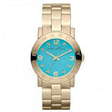 Marc Jacobs Amy Green Dial Gold Stainless Steel Strap Watch for Women - MBM8624