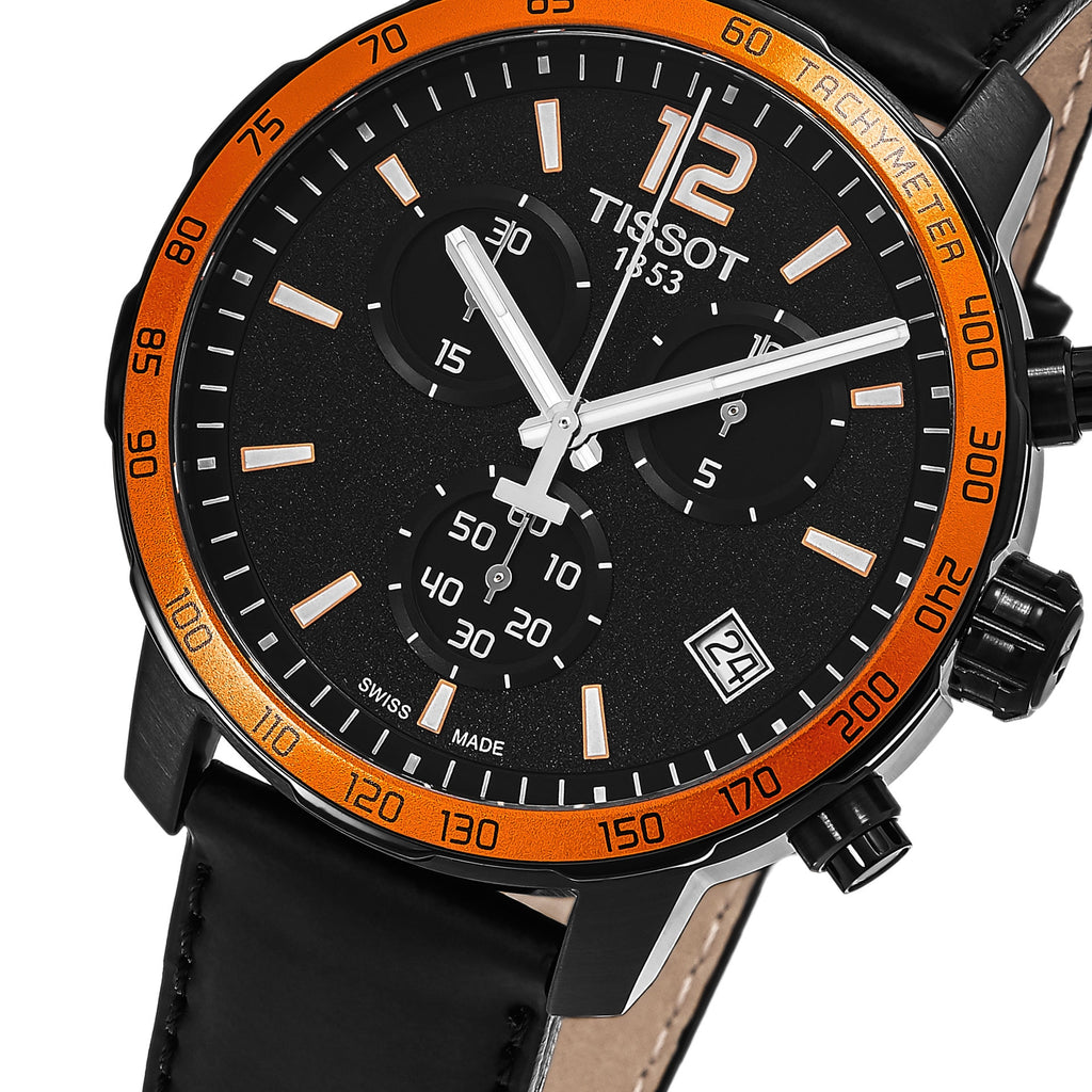 Tissot T Sport Quickster Chronograph Black Dial Black Rubber Strap Watch For Men - T095.417.36.057.01