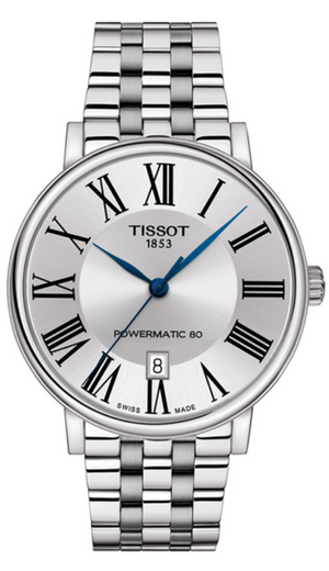 Tissot T Classic Carson Premium Powermatic 80 Silver Dial Silver Steel Strap Watch For Men - T122.407.11.033.00