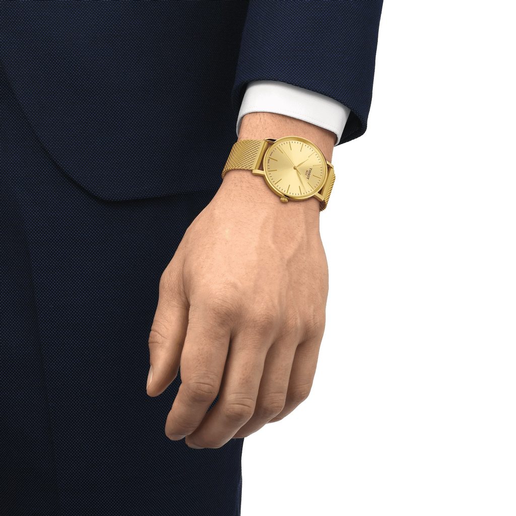Tissot T Classic Everytime Medium Gold Dial Gold Mesh Bracelet Watch For Men - T109.410.33.021.00