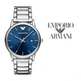 Emporio Armani Luigi Blue Dial Silver Steel Strap Watch For Men - AR11089