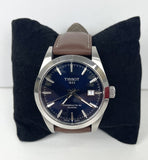 Tissot Gentlemen Powermatic 80 Silicium Blue Dial Brown Leather Strap Watch For Men - T127.407.16.041.00