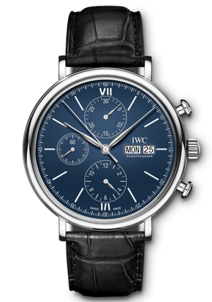 IWC Portofino Chronograph Blue Dial Black Leather Strap Watch for Men - IW391023