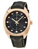 Gucci GG2570 Quartz Black Dial Black Leather Strap Watch For Women - YA142407