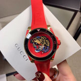 Gucci Dive Quartz Red Dial Red Rubber Strap Watch For Men - YA136315