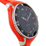 Gucci Dive Quartz Black Dial Red Rubber Strap Watch For Men - YA136309