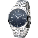 Citizen Eco Drive Blue Dial Silver Steel Strap Watch For Men - BM7250-56L