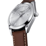 Tissot Gentleman Silver Dial Brown Leather Strap Watch For Men - T127.410.16.031.00