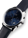 Hugo Boss Time One Blue Dial Black Leather Strap Watch for Men - 1513431