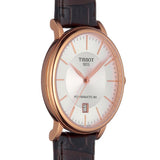 Tissot Carson Premium Powermatic 80 White Dial Brown Leather Strap Watch For Men - T122.407.36.031.00