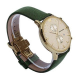 Emporio Armani Chronograph Champagne Dial Green Leather Strap Watch For Men - AR1722