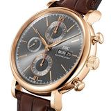 IWC Portofino Chronograph Grey Dial Brown Leather Strap Watch for Men - IW391021