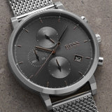 Hugo Boss Navigator Grey Dial Grey Mesh Bracelet Watch for Men - 1513674