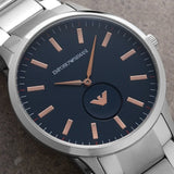 Emporio Armani Renato Blue Dial Silver Steel Strap Watch For Men - AR11137