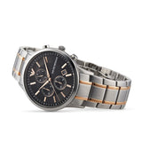 Emporio Armani Renato Chronograph Black Dial Two Tone Steel Strap Watch For Men - AR11165