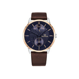 Tommy Hilfiger Hunter Blue Dial Brown Leather Strap Watch for Men - 1791605