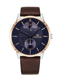 Tommy Hilfiger Hunter Blue Dial Brown Leather Strap Watch for Men - 1791605