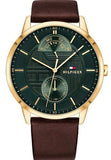 Tommy Hilfiger Hunter Green Dial Brown Leather Strap Watch for Men - 1791607