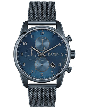 Hugo Boss Skyamaster Chronograph Blue Dial Blue Mesh Bracelet Watch for Men - 1513836