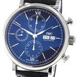 IWC Portofino Chronograph Blue Dial Black Leather Strap Watch for Men - IW391023