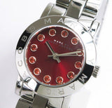 Marc Jacobs Amy Red Dial Silver Stainless Steel Strap Watch for Women - MBM3335