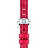 Tissot Bellissima Small Lady Crystals Mother of Pearl Dial Red Leather Strap Watch For Women - T126.010.66.113.00