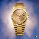 Tissot PRX Quartz Gold Dial Gold Steel Strap Watch for Men - T137.210.33.021.00