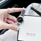 Gucci G Timeless Black Dial Silver Steel Strap Watch For Women - YA126502