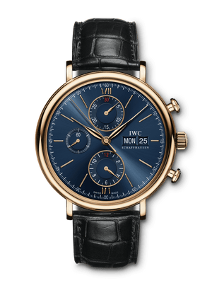 IWC Portofino Chronograph Blue Dial Black Leather Strap Watch for Men - IW391035