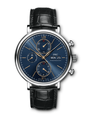 IWC Portofino Chronograph Blue Dial Black Leather Strap Watch for Men - IW391036