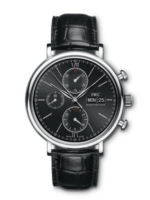 IWC Portofino Chronograph Black Dial Black Leather Strap Watch for Men - IW391029